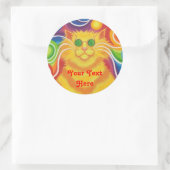 Psy-cat-delic "Dein Text Hier", rund Aufkleber (Tasche)