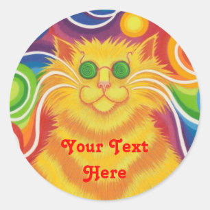 Psy-cat-delic "Dein Text Hier", rund Aufkleber