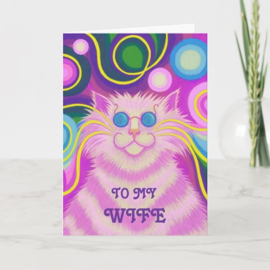 Psy-cat-delic 'Ehefrau''Groovy Geburtstag' Karte (Vorderseite)