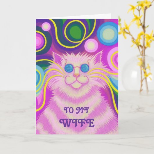 Psy-cat-delic 'Ehefrau''Groovy Geburtstag' Karte (Gelbe Blume)