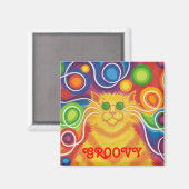 Psy-cat-delic "Groovy" Kühlschrankmagnet (Vorderseite/Rückseite)