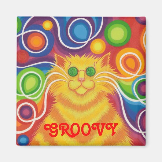 Psy-cat-delic "Groovy" Kühlschrankmagnet (Vorne)