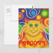 Psy-cat-delic "Groovy" Postkarte vertikal (Vorne/Hinten)