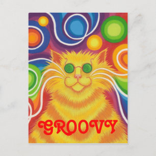 Psy-cat-delic "Groovy" Postkarte vertikal