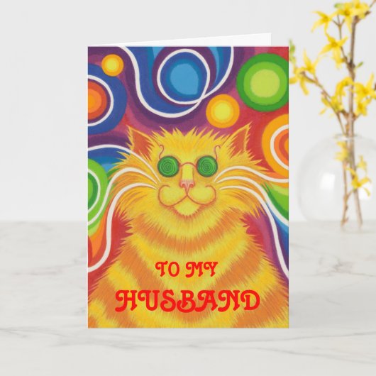 Psy-cat-delic 'Husband''Groovy Geburtstag' Karte (Gelbe Blume)