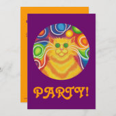 Psy-cat-delic "Party" Einladung lila (Vorne/Hinten)