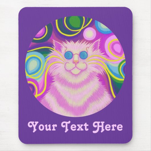 Psy-cat-delic pink "Dein Text" lila Mousepad (Vorne)