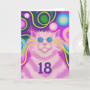 Psy-cat-delic Pink Geburtstagskarte Karte