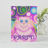 Psy-cat-delic Pink Party Einladung vertikal (Stehend Vorderseite)
