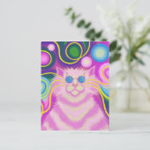 Psy-cat-delic Pink Postcard vertikal Postkarte (Stehend Vorderseite)