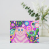 Psy-cat-delic Pink Postkarte (Stehend Vorderseite)