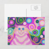Psy-cat-delic Pink Postkarte (Vorne/Hinten)