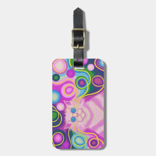 Psy-cat-delic Pink 'text' Gepäckanhänger (Vorderseite vertikal)