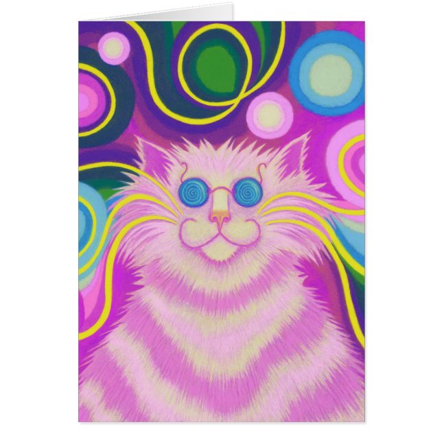 Psy-cat-delic Pink 'Your Text' vertikale Card (Vorne)