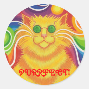 Psy-cat-delic 'Purfect!' Rundaufkleber Runder Aufkleber