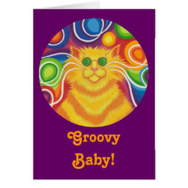 Psy-cat-delic Round 'Groovy Baby' Card lila