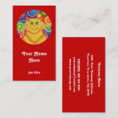 Psy-cat-delic "round" Visitenkartenportrait rot Visitenkarte (Vorne/Hinten)