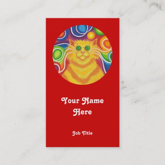 Psy-cat-delic "round" Visitenkartenportrait rot Visitenkarte (Vorderseite)