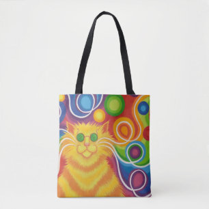 Psy-cat-delic überall auf dem Totbeutel Tasche