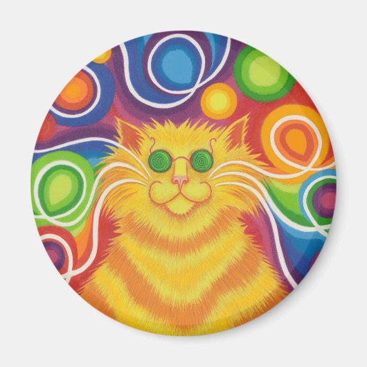 Psy-cat-delikaler Kühlschrankmagnet rund (Vorne)