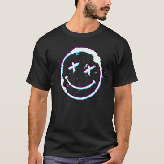 Psy Goa Trance Acid Smile Techno Music Face T-Shirt (Vorderseite)