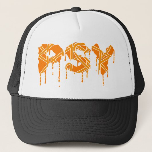 Psy Hut Orange Truckerkappe (Vorderseite)