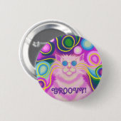 Psy-Katze-delic rosa starkes! 'Knopf-Abzeichen Button (Vorne & Hinten)