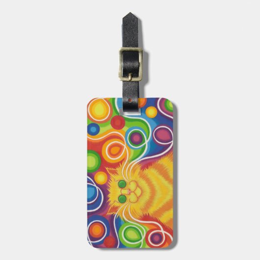 Psy-Katze-delic "Text" Gepäckanhänger (Vorderseite vertikal)