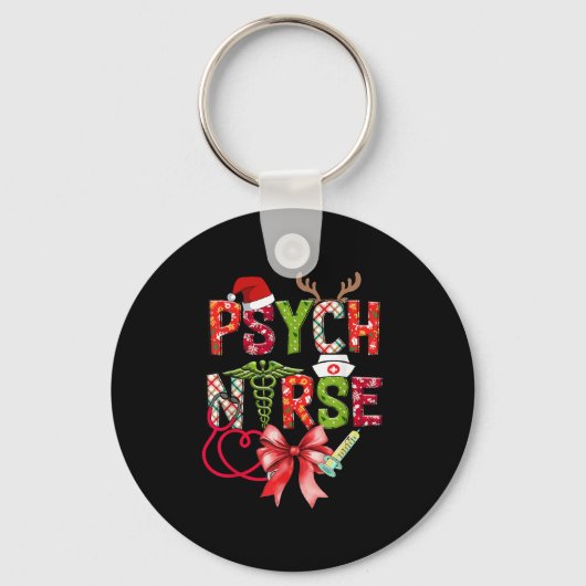 Psych Nurse Christmas Cute Coquette Christmas Bow Schlüsselanhänger (Vorderseite)