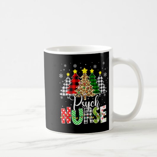 Psych Nurse Xmas Tree Leopard Red Plaid Christmas  Kaffeetasse (Rechts)