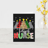 Psych Nurse Xmas Tree Leopard Red Plaid Christmas Karte (Gelbe Blume)