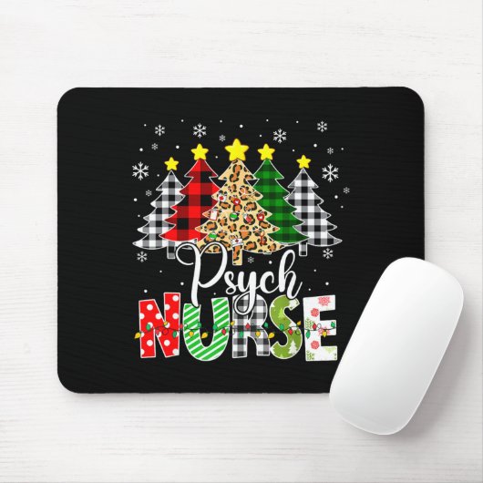 Psych Nurse Xmas Tree Leopard Red Plaid Christmas Mousepad (Mit Mouse)