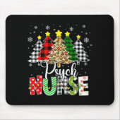 Psych Nurse Xmas Tree Leopard Red Plaid Christmas Mousepad (Vorne)
