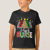 Psych Nurse Xmas Tree Leopard Red Plaid Christmas  T-Shirt (Vorderseite)