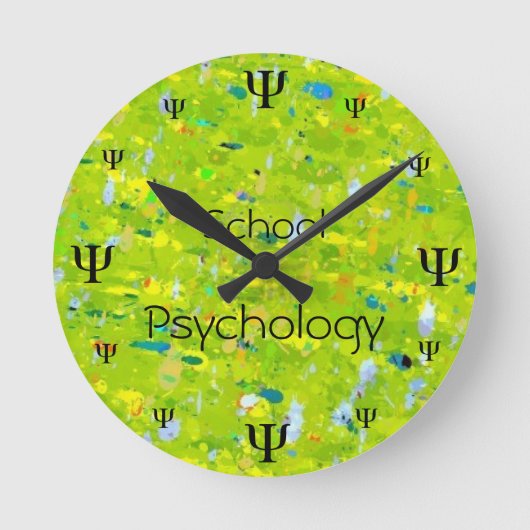 Psych Time School Psychology Clock Runde Wanduhr (Vorderseite)