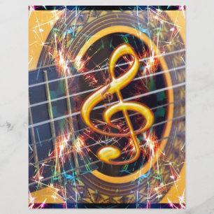 Psychadelic Accoustic Guitar, Musikblatt Design