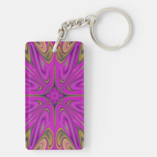 Psychadelic Liquid Abstrakt Lila Orange Schlüsselanhänger (Rückseite)