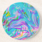 Psychadelic Liquid Abstraktes Muster Blau Getränkeuntersetzer (Vorne)