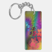 Psychadelic mit Blumen Schlüsselanhänger (Vorderseite links)