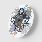 Psychadelic steampunk gears, Cogs, clock face gift Runde Wanduhr (Winkel)