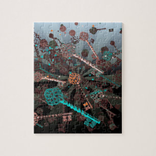 Psychadelische Steampunktasten, Rochen, dunkles Re Puzzle