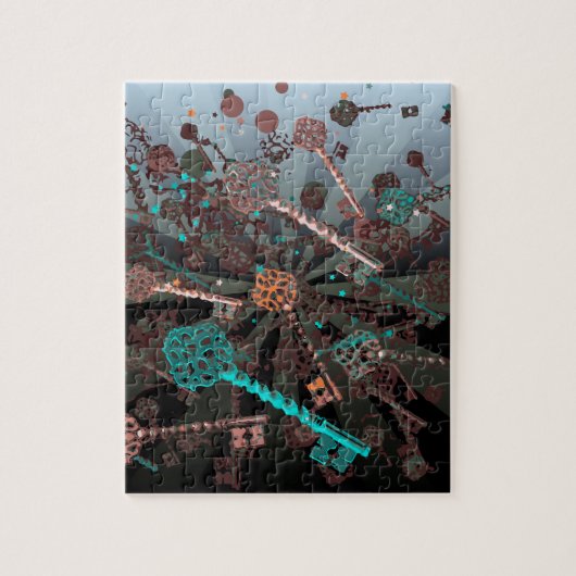 Psychadelische Steampunktasten, Rochen, dunkles Re Puzzle (Vertikal)