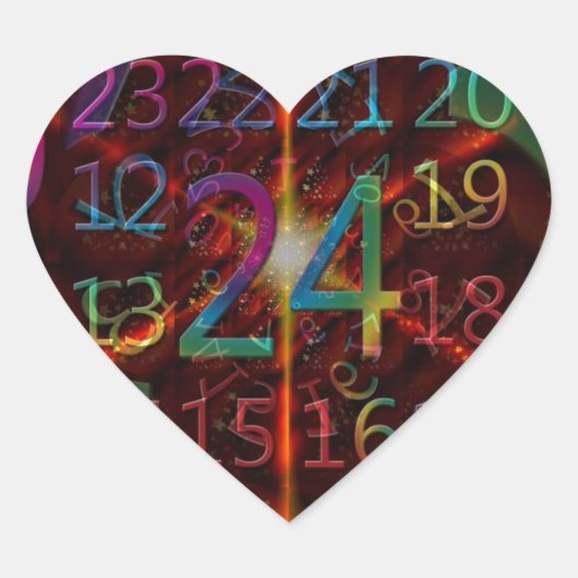 Psychadelische Zahlenmuster, faszinierendes Design Herz-Aufkleber (Vorderseite)