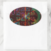 Psychadelische Zahlenmuster, faszinierendes Design Ovaler Aufkleber (Tasche)