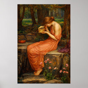 Psyche öffnet die goldene Schachtel von Waterhouse Poster