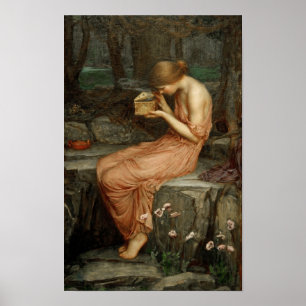 Psyche öffnet goldene Schachtel Waterhouse Poster