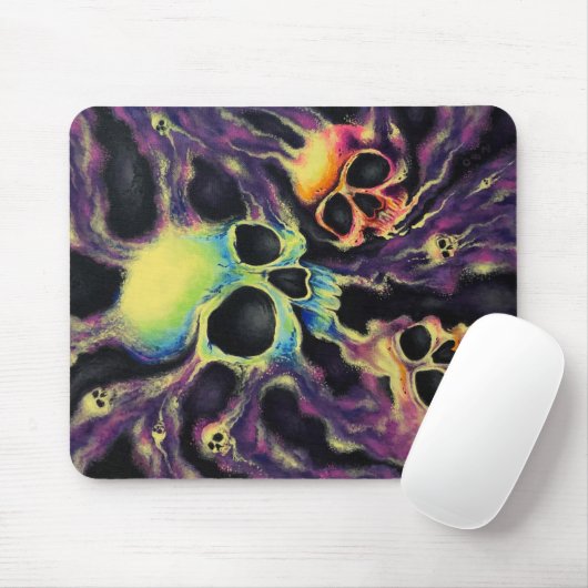"Psychedelia" Skull Cluster Art Designer Mouse Pad Mousepad (Mit Mouse)