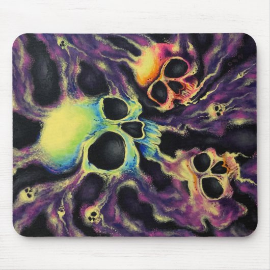 "Psychedelia" Skull Cluster Art Designer Mouse Pad Mousepad (Vorne)