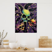 "Psychedelia" Skull Cluster Art Poster Print (Küche)