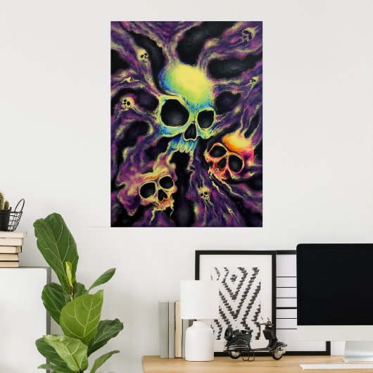 "Psychedelia" Skull Cluster Art Poster Print (Heimbüro)